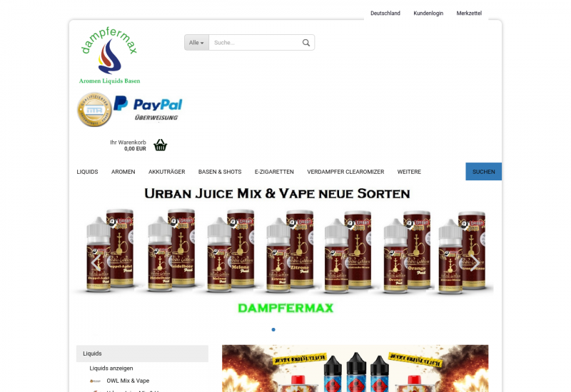 Onlineshop für E Zigaretten und Zubehör